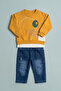 Baby Boy 2-Piece Set Geometric Patterned Sweatshirt Relaxed Fit Jean Trousers - 2