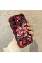 Infinix Smart 10 Compatible Stylish Burgundy Frame Nostalgic Peony Pattern Daily Use Protective Case