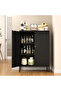Metal Buffet Cabinet,Storage Kitchen Cabinet with Shelves,Coffee Bar Cabinet,Buffet Sideboard,for Living Room & Kitchen Microwave Oven Storage Side Shelf Black - 4