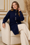 Buttoned Beard Cardigan N3265 Navy Blue - 2