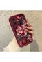 Tecno Spark Go 2 Compatible Stylish Burgundy Frame Nostalgic Peony Pattern Daily Use Protective Case