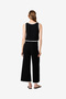 Women's Black-Summer White Teddy Diamond Knit Crop Pants - 4