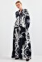 Bdart Patterned V-Neck Long Dress - 4