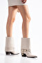 Women's Western Cowboy Boots with Pointed Toe and Buckle, Thick Heeled - 4