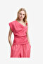 Women's Novie Crinkle Asymmetric Pink Top - 2