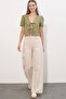 Bdart Textured V-Neck Linen Blend Crop Top - 2