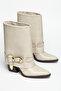 Women's Western Cowboy Boots with Pointed Toe and Buckle, Thick Heeled
