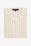 Men's Bone White / Cocolate Ss Contrast Stitch Stripe Shirt - 5