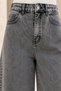 Women's Gray Washed High Waist Wide Leg Long Denim Bermuda Shorts - 3