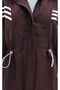 Stripe Detailed High Neck Zippered Top and Bottom Set - Dark Burgundy - 2