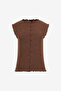 Women's Andie Textured Sleeveless Brown Top - 6