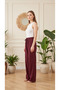 Women's Tencel Fabric Relaxed Fit Wide Leg Pants Elastic Waist Casual