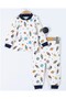 Boy's Snap Fastener Astronaut Printed 0-6 Years Old 100% Cotton Seasonal Nightgown Pajama Set - 3