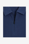 Men's Blue Indigo Ss Stripe Zip Polo T-Shirt - 5