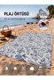 Blue Floral Patterned Liquid Repellent Beach Cover, Picnic and Camping Cover, Stain-Resistant Beach Mat - 2