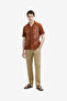 Men's Short Sleeve Dobby Brown Floral Print Holiday Shirt - 2