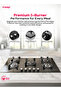 5 Burner Built-in Glass Hob 8mm Auto Ignition Sabaf Burners Heavy Cast Iron Pan Support BIHG5 - 3