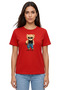 Women's Red Hot Chic Teddy Bear Printed 100% Cotton Comfortable Fit T-Shirt