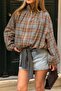Khaki Plaid Bomber Jacket - 9784 - 3