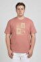 Men Crew Neck Short Sleeve Graphic Print T-Shirt, Dusty Pink