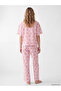 Women's Pajama Set Striped Patterned Shirt Collar Short Sleeve Long Bottom Casual Home Wear W6H964D8 - 3