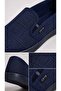 Cryb + Men's + Black + Navy Blue + Checkered + Linen + Slip on + Casual Shoes - 4