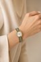 Michy Minimal Women's Wristwatch Gold Square Case Mint Green Leather Band Silver Dial Vintage Design Women's Watch - 4