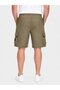 Men Brand Logo Cargo Shorts, Olive - 4