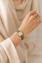 Michy Minimal Women's Wristwatch Gold Square Case Mint Green Leather Band Silver Dial Vintage Design Women's Watch - 7