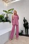Women's Hidden Pocket Stone Embroidered Shirt and Pants Woven Fabric Two-Piece Suit Suitable for Tesettüre - 5