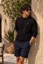 Knitted Long Sleeve Black Men's Sweatshirt - 4
