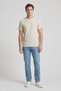 Men Crew Neck Short Sleeve Textured T-Shirt, Beige - 2