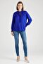Boss Women Tie Neck Solid Long Sleeve Blouse, Royal Blue - 2