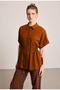 Drawstring Waist Linen Shirt - Tile - 4