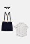 Toddlers Boy 4 Pcs Allover Print Shirt And Shorts With Bowtie Set, Multicolor - 3