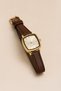 Michy Women's Wristwatch Gold Square Case Brown Leather Band Silver Dial Minimal Vintage Design Women's Watch - 3
