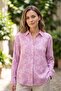 Women's Plus Size Foldable Sleeves Buttoned Patterned Classic Collar Woven Tunic Shirt