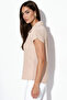 Women's Polo Collar Knitted Blouse 1425 - Beige - 2