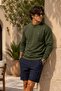 Knitted Long Sleeve Khaki Men's Sweatshirt