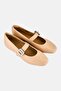 Women Delicato Crystal Adjustable Buckle Flats, Beige - 2