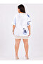 Plus Size Butterfly Applique Stone and Lace Detailed Patterned Relaxed Cut Women's Blouse - 8