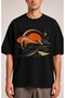Running Greyhound – Black Oversize Printed Design T-Shirt