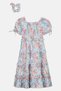 Kids Girl 2 Pieces Floral Print Dress With Had Band Set, Multicolor - 3