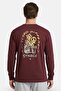 Men Crew Neck Long Sleeve Graphic Print T-Shirt, Dark Maroon - 4