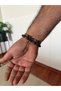 Black Stone and Knitted Camel Color 2-Piece Men's Bracelet Combination-019 - 3