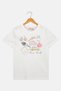Kids Girl Crew Neck Short Sleeve Graphic Print T-Shirt, White - 2