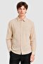 Men Regular Fit Long Sleeve Textured Casual Shirt, Beige