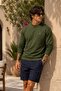 Knitted Long Sleeve Khaki Men's Sweatshirt - 2