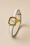 Michy Women's Wristwatch Gold Square Case White Leather Band Silver Dial Minimal Vintage Design Women's Watch - 3