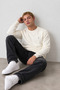 Ecru Oversize Cotton Men's Sweatshirt - 3